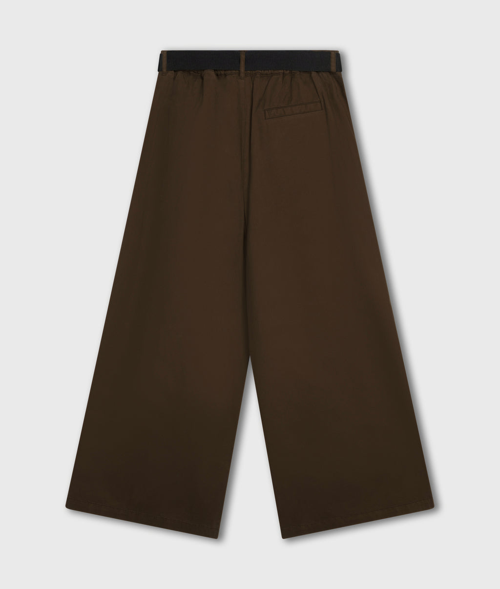 wijde twill broek | brown