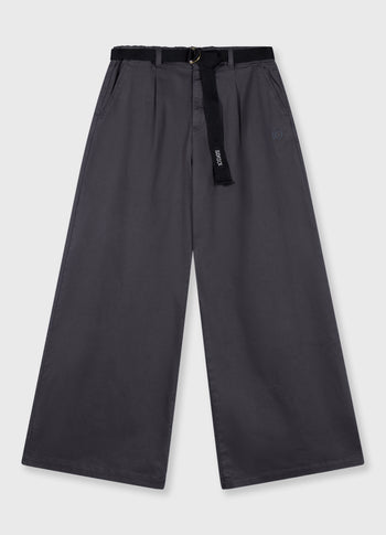 wide pants jog twill | steel blue