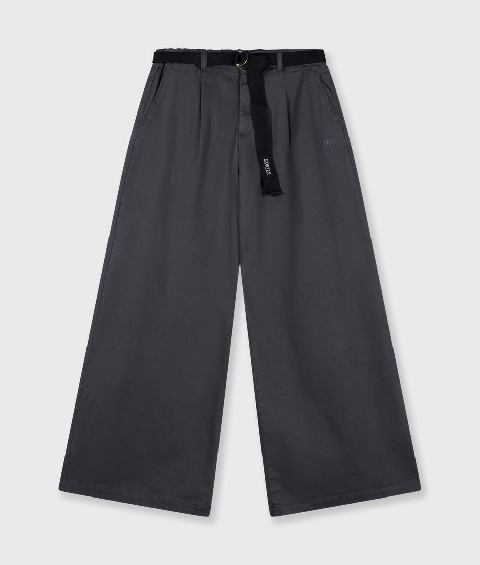 wide pants jog twill | steel blue