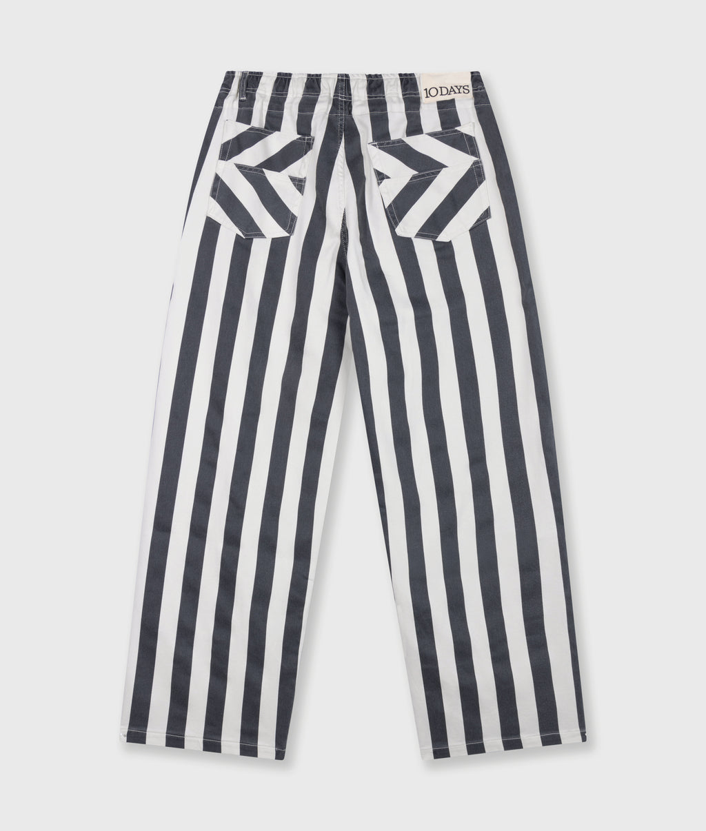 straight leg pants stripes | ecru/steel blue