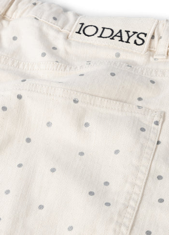 wide leg pants dots | ecru