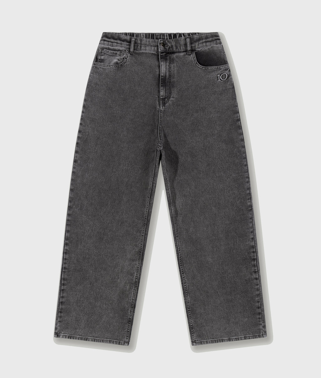 wide pants jog denim | black