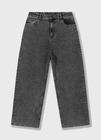 wide pants jog denim | black