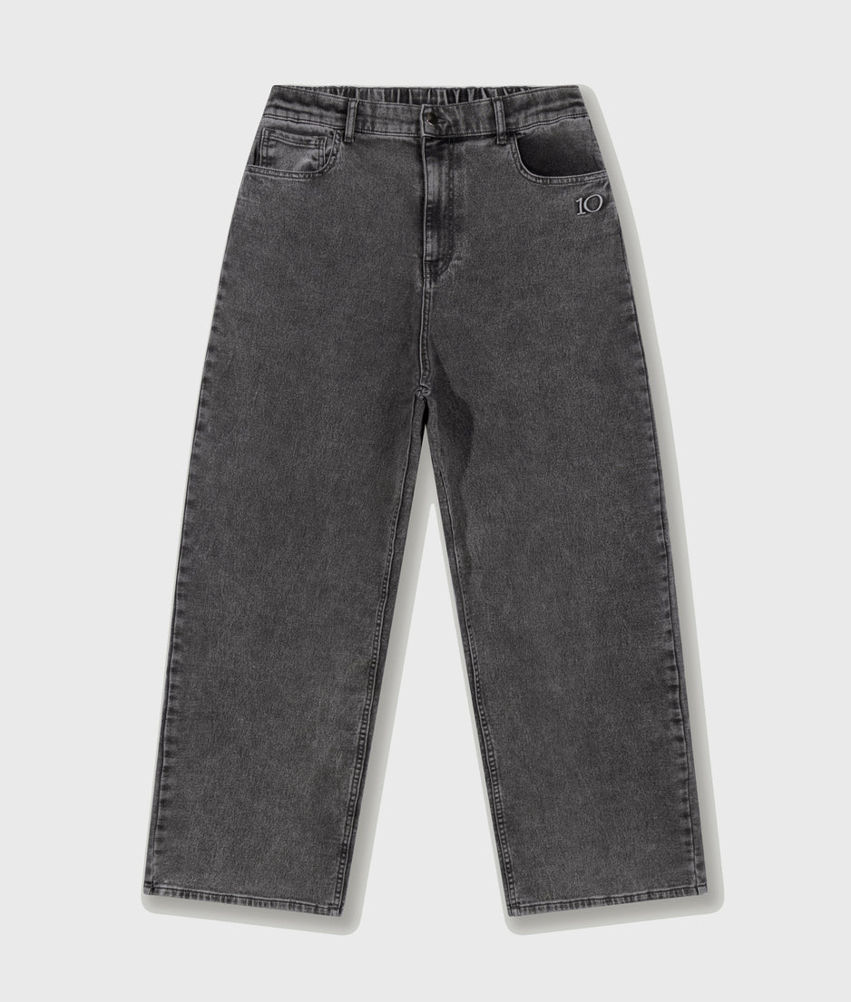 wide pants jog denim | black