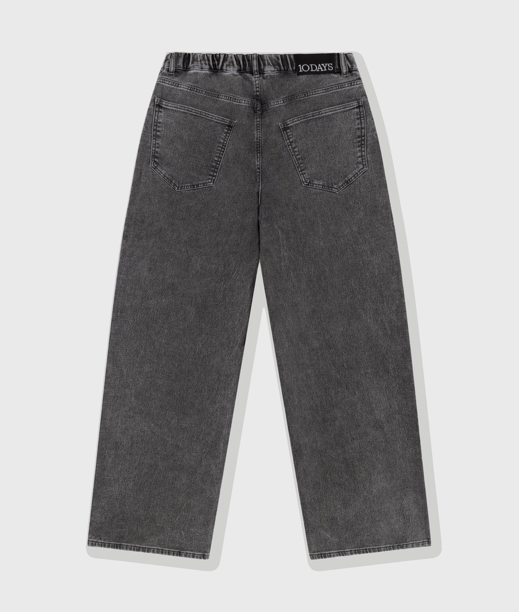 wide pants jog denim | black