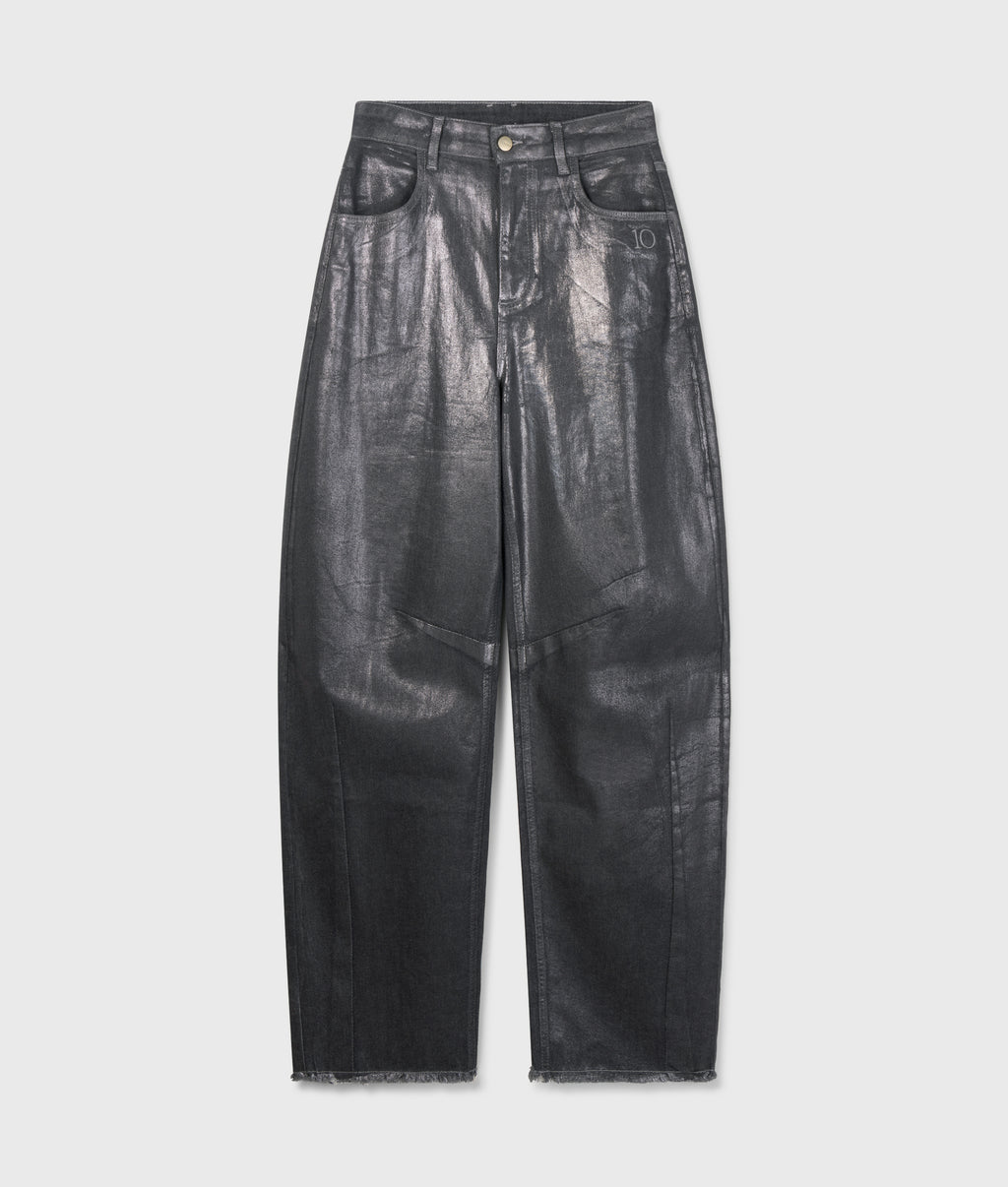 metallic western denim broek | silver