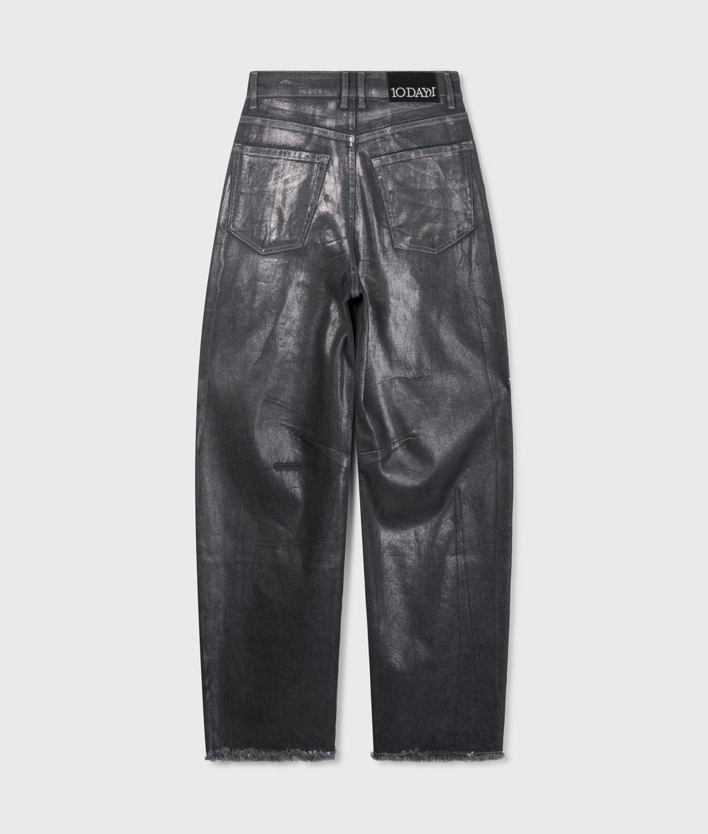 metallic western denim broek | silver