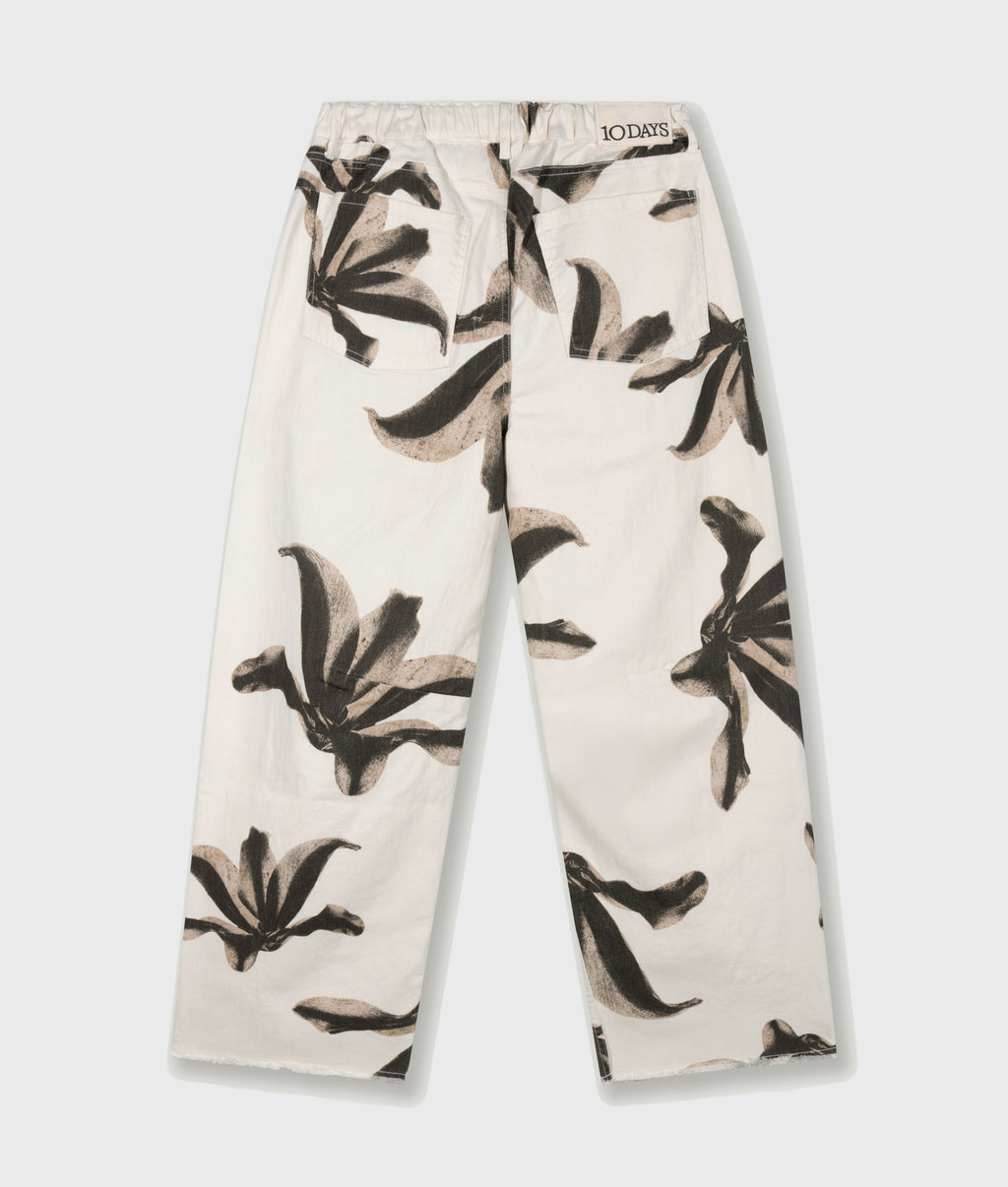 western pants flower | ecru