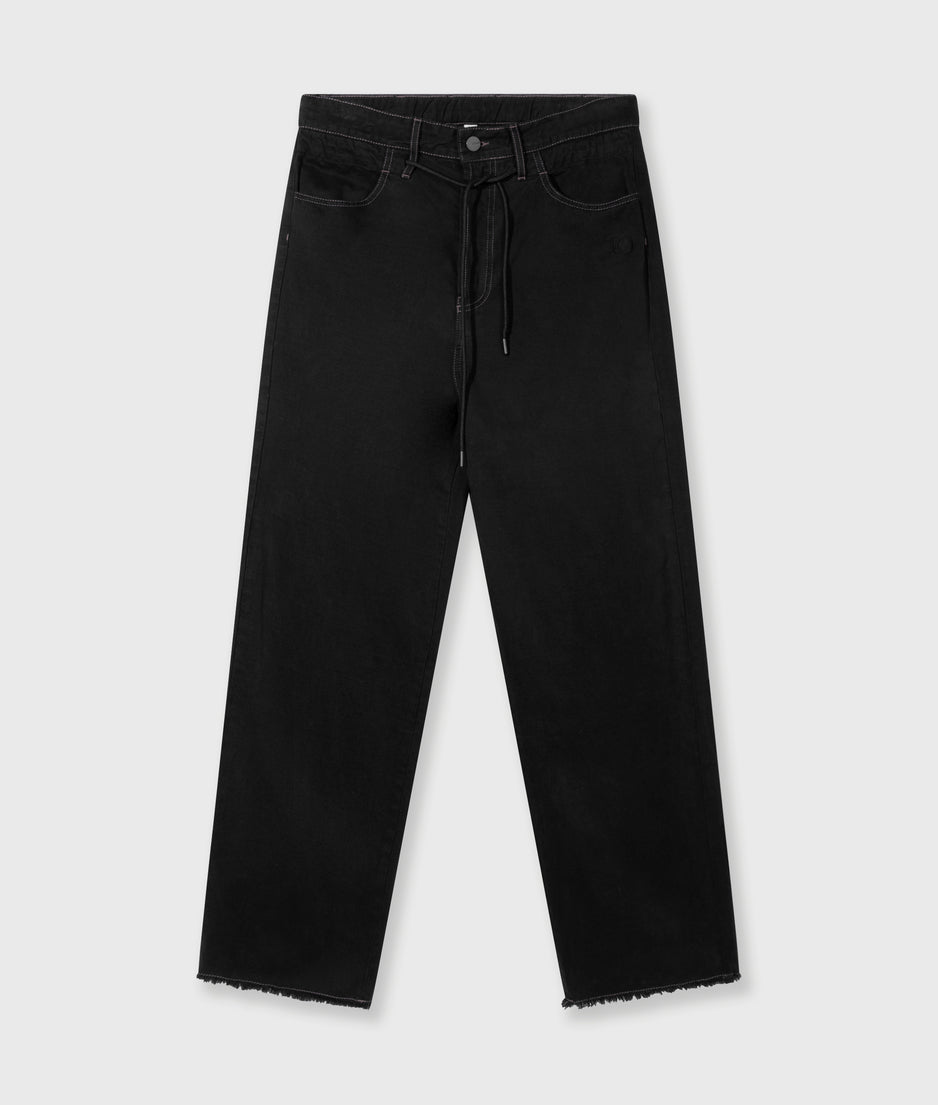 straight leg pants twill | black
