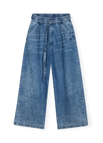 flowy denim pants | blue denim