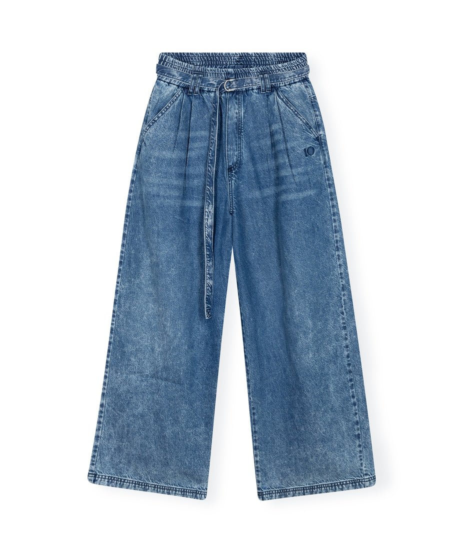 flowy denim pants | blue denim