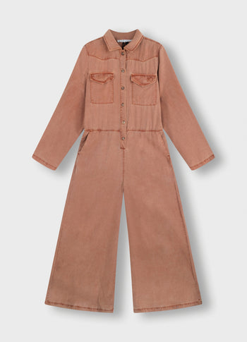 worker jumpsuit | saddle brown