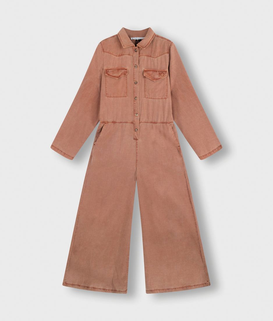 worker jumpsuit | saddle brown
