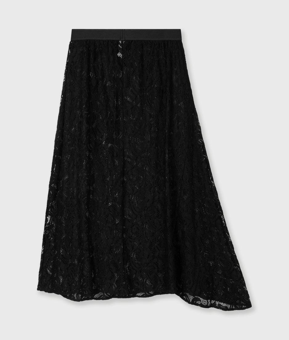 lace midi skirt | black