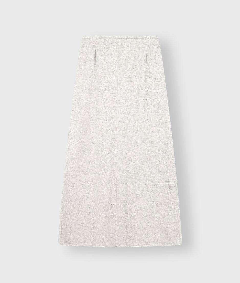 knitted maxi skirt | white grey melee