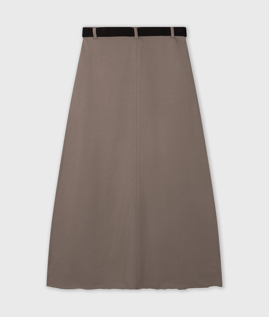 belted midi skirt fleece | moonrock