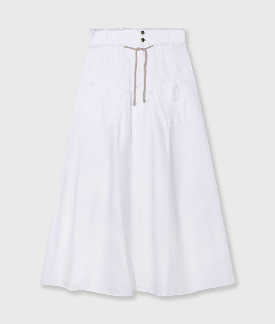 high waist skirt twill | optic white