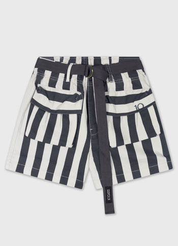 utility shorts stripes | ecru/steel blue