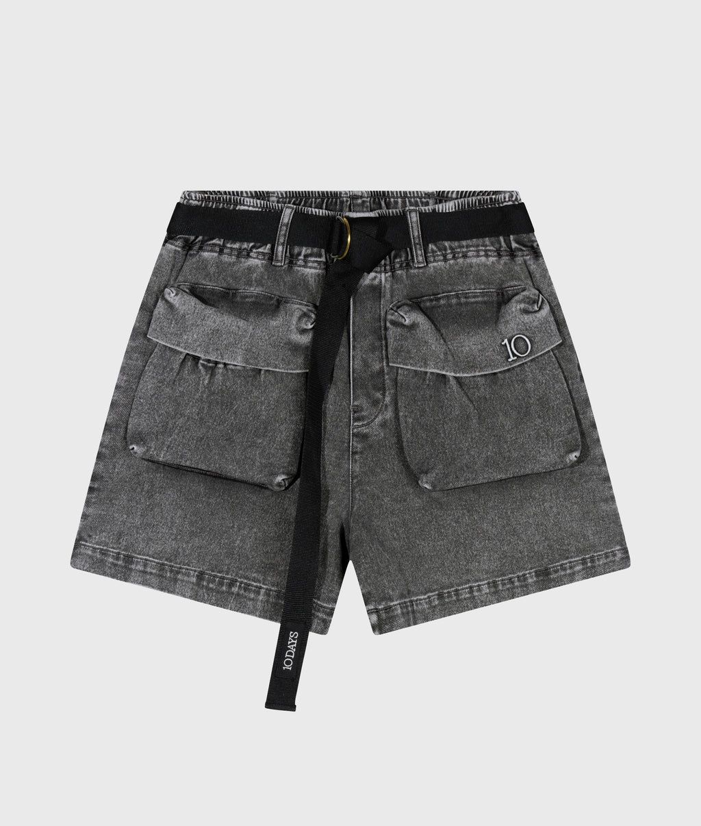 utility shorts jog denim | black