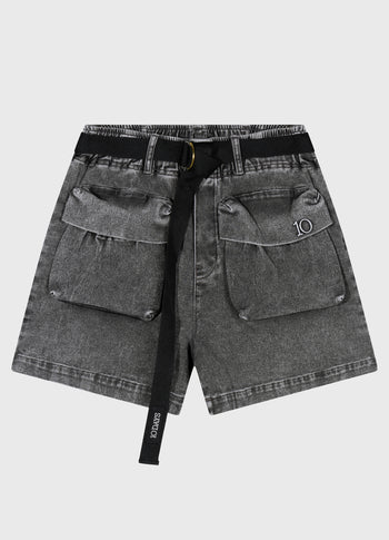 utility shorts jog denim | black