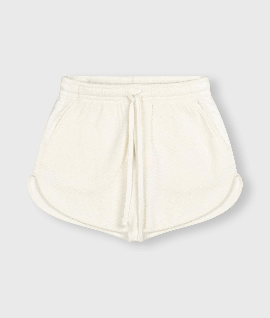 texture fleece shorts | ecru
