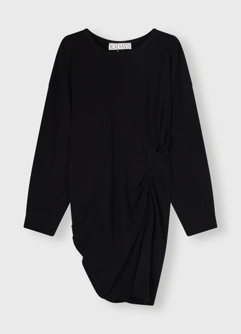 longsleeve mini dress fleece | black