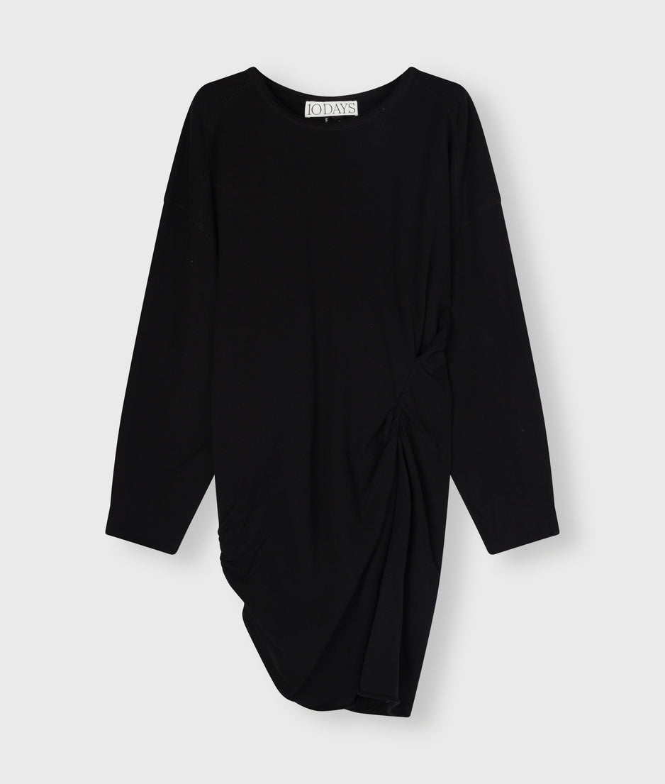 longsleeve mini dress fleece | black