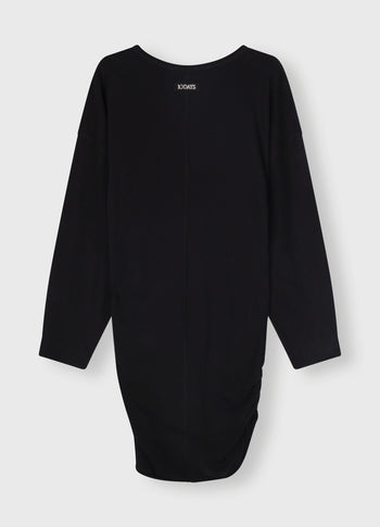 longsleeve mini dress fleece | black