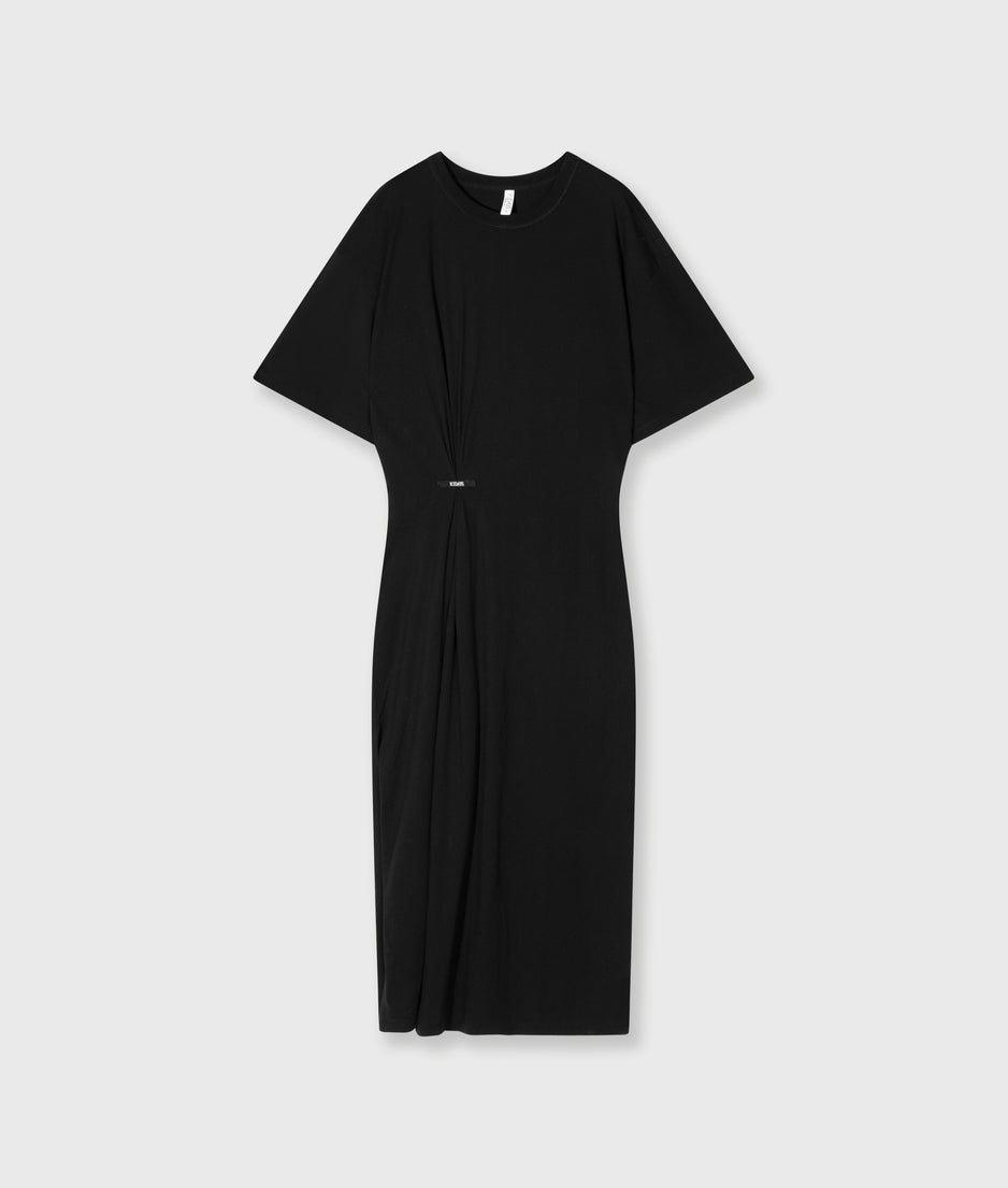 tee dress gathering | black