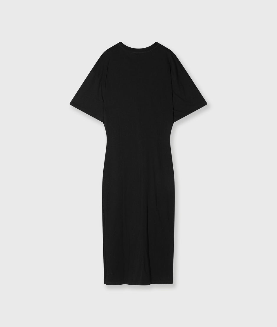 tee dress gathering | black
