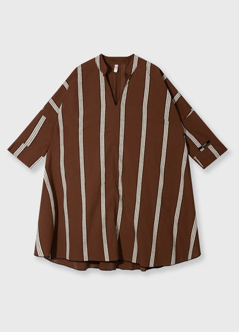 a-line tunic stripes | deep brown