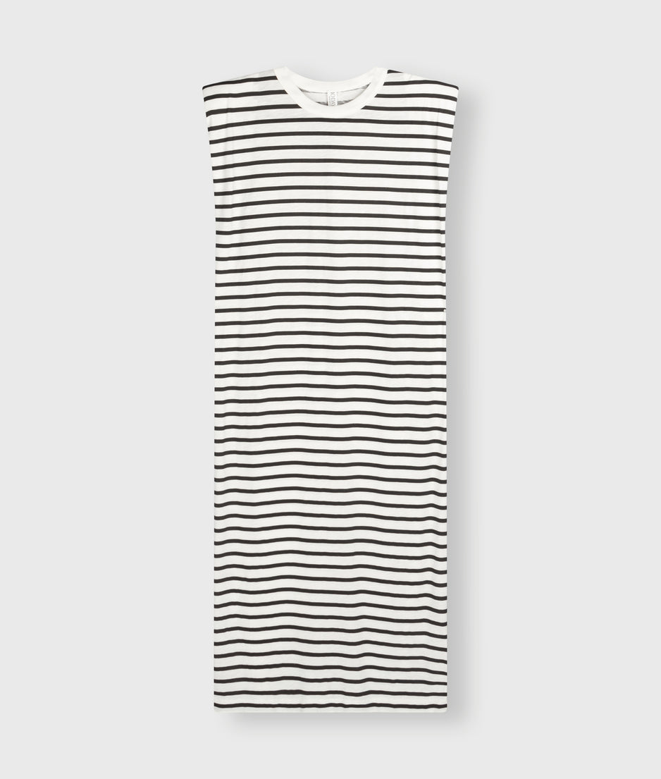 padded tee dress stripes | ecru/black