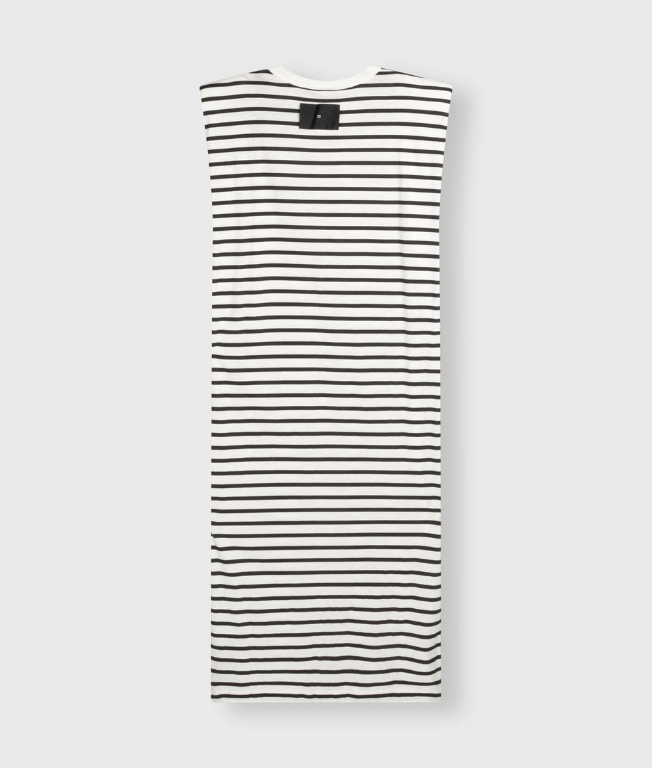 padded tee dress stripes | ecru/black