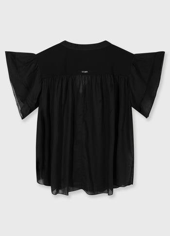 a-line ruffle top | black