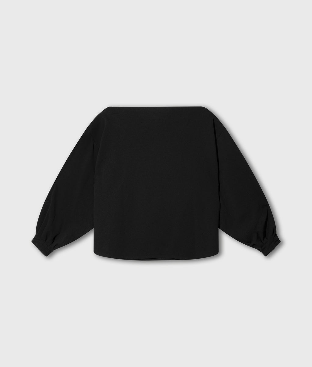 boatneck blouse crepe | black