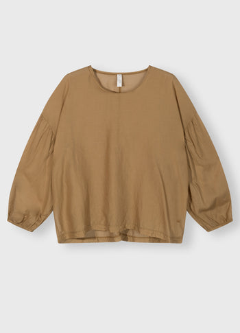 balloon sleeve blouse | cedar brown