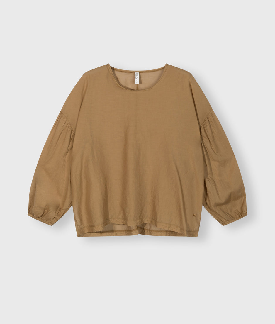 balloon sleeve blouse | cedar brown