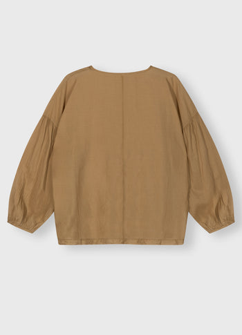 balloon sleeve blouse | cedar brown
