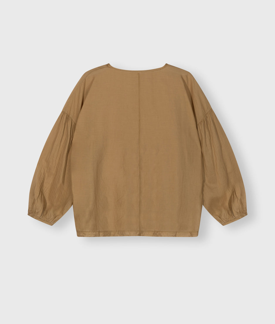 balloon sleeve blouse | cedar brown