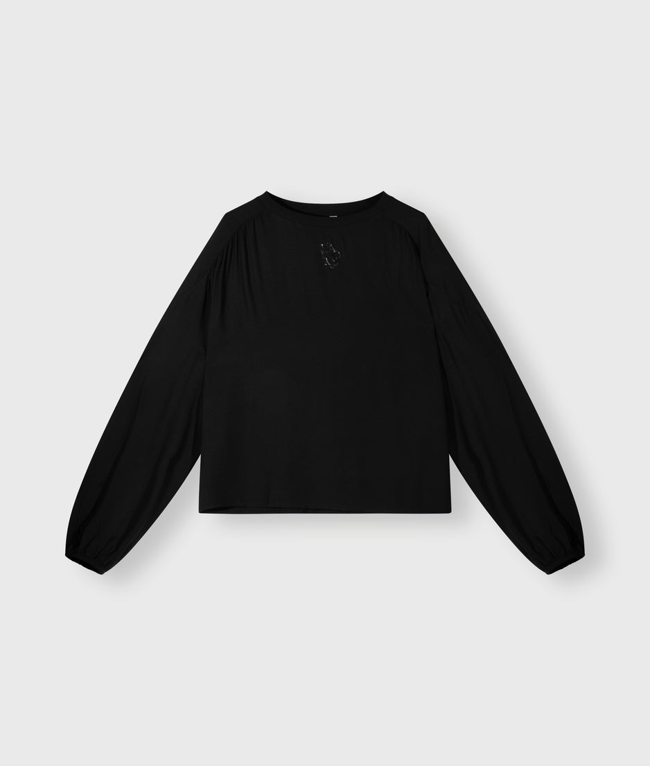 flowy blouse gathering | black