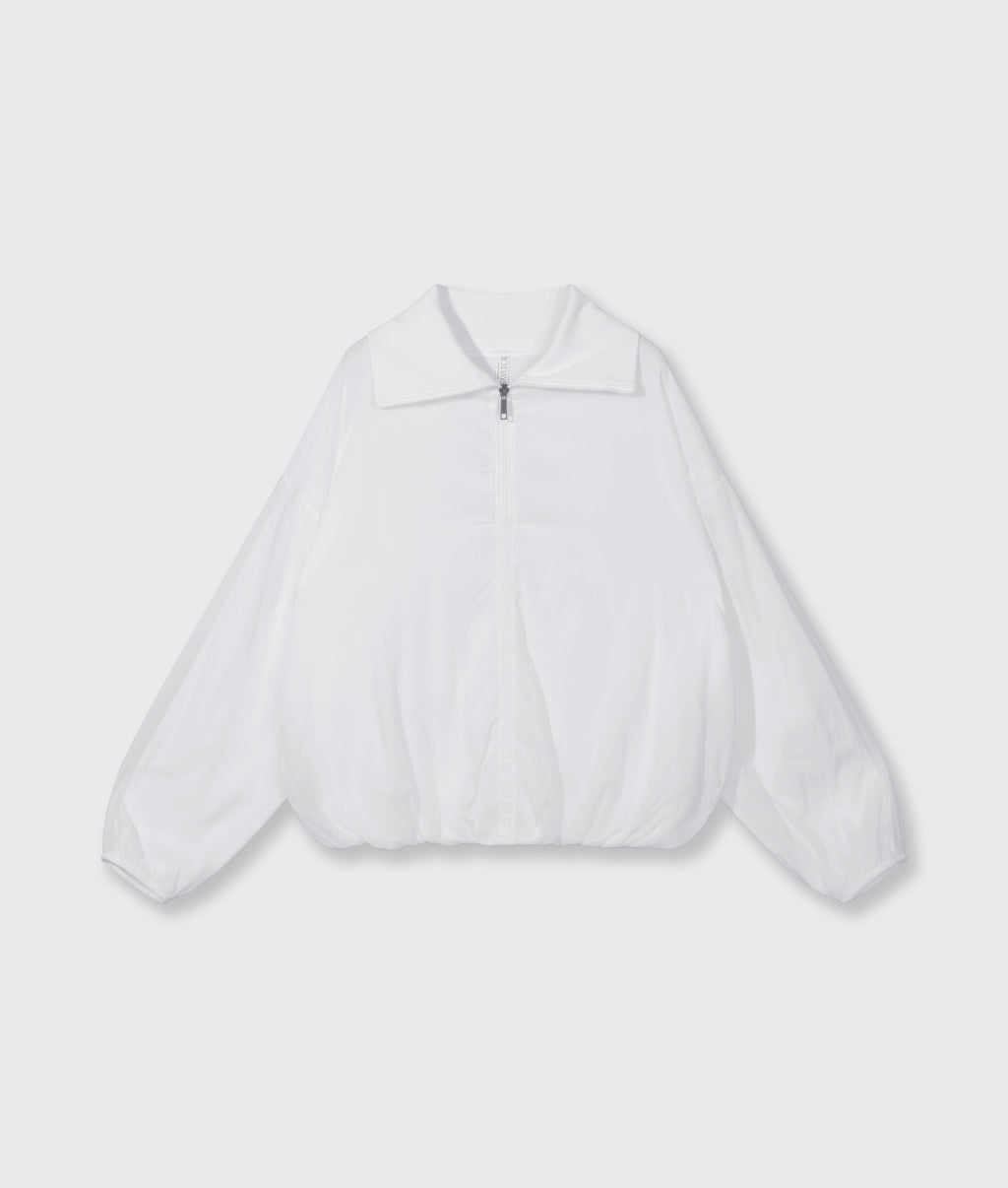 half zip balloon top | white