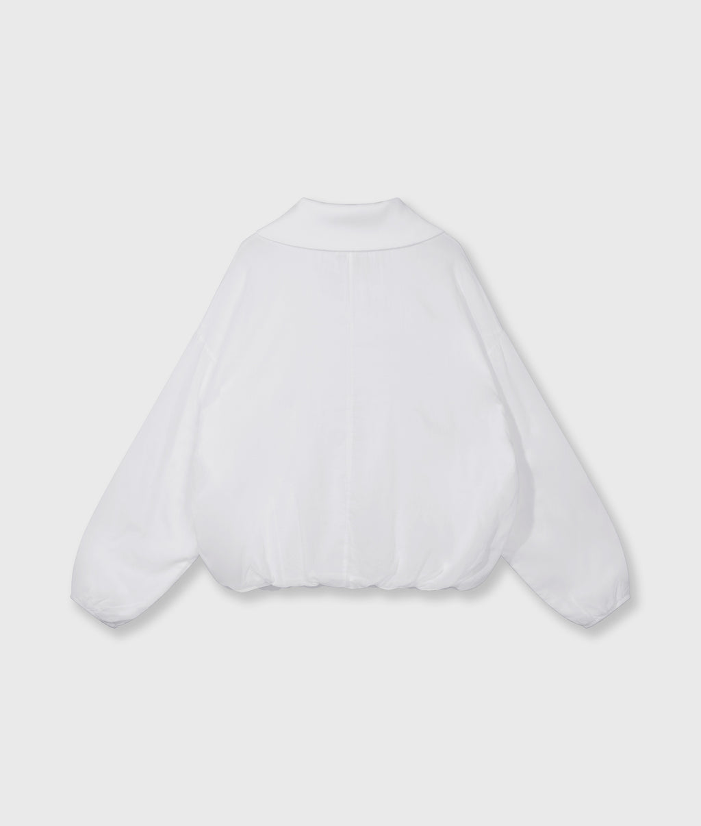 half zip balloon top | white