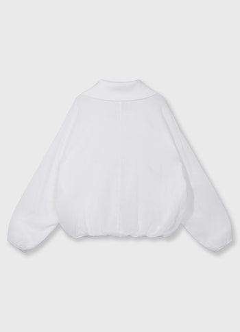 half zip balloon top | white