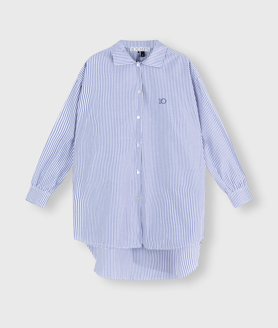 oversized shirt stripes | white/blue