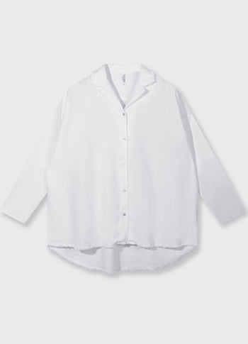 cotton linen blouse | white