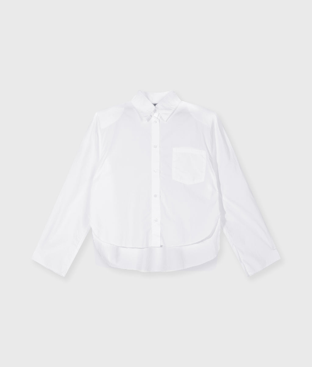 cropped shoulder shirt | white