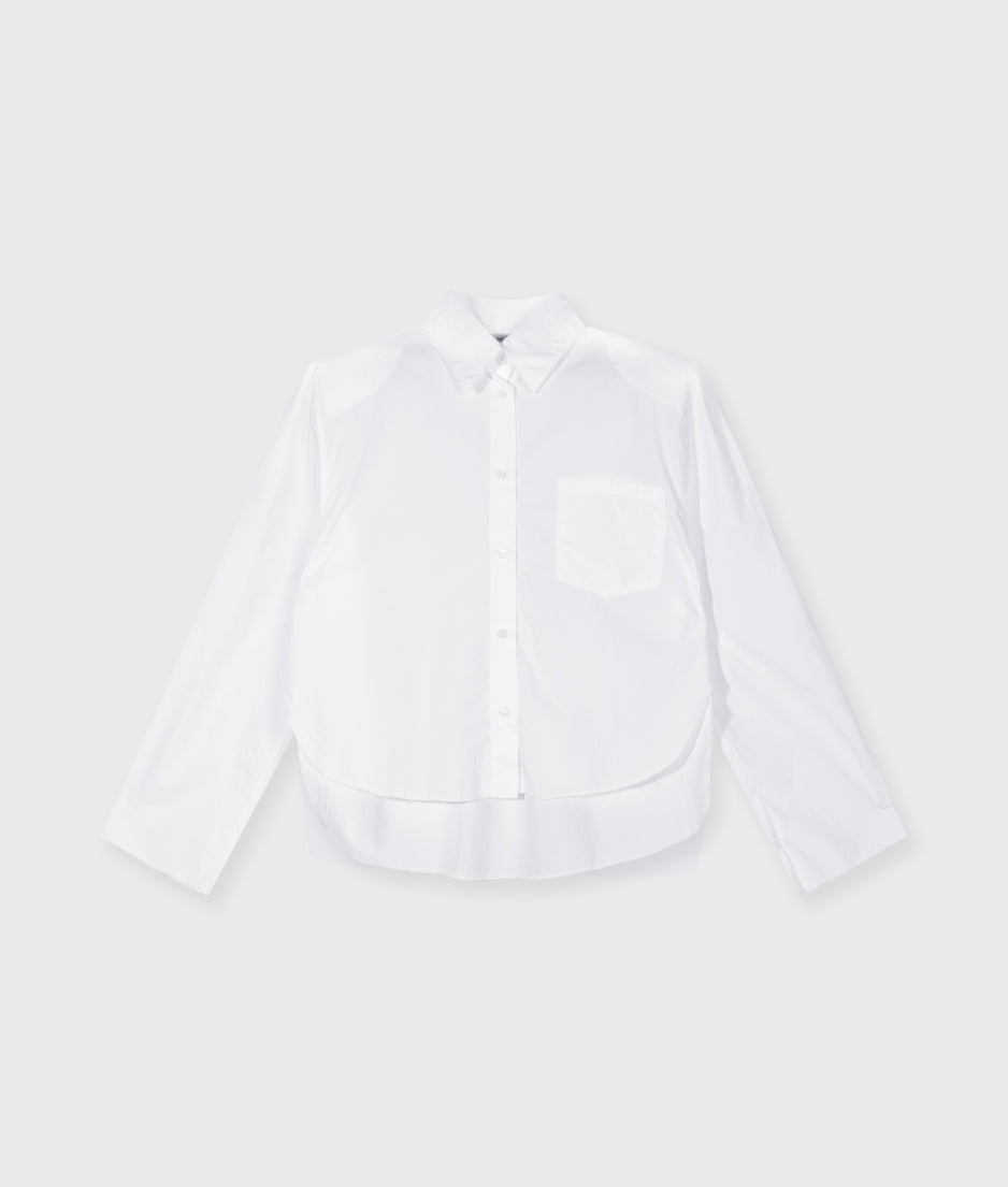 cropped shoulder shirt | white