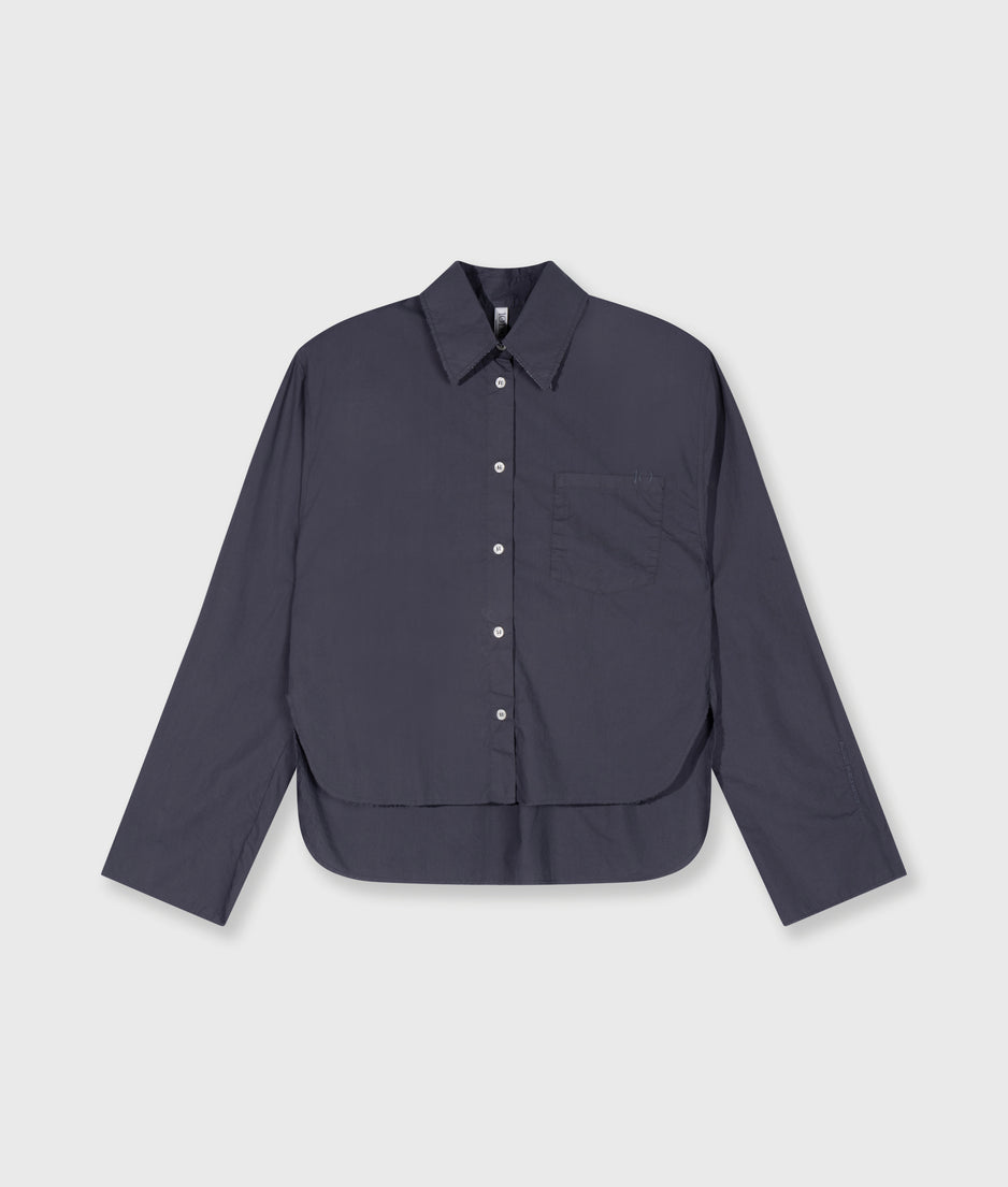 cropped shoulder shirt | steel blue