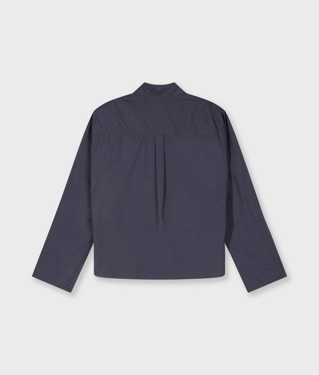 cropped shoulder shirt | steel blue