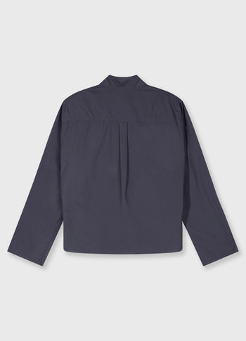 cropped shoulder shirt | steel blue
